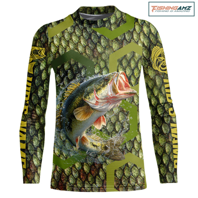 Custom Largemouth Bass Youth Fishing Shirts , Largemouth Bass Fishing Jerseys NHT378