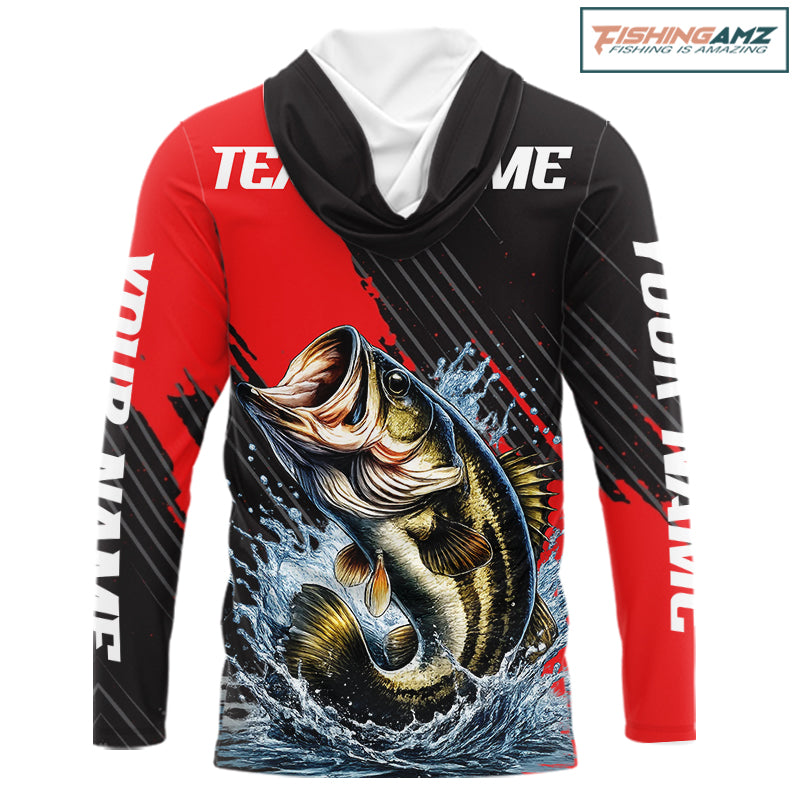 Largemouth Bass Fishing Hooded Long Sleeve Tournament Shirts, Personalized Bass Fishing Jerseys