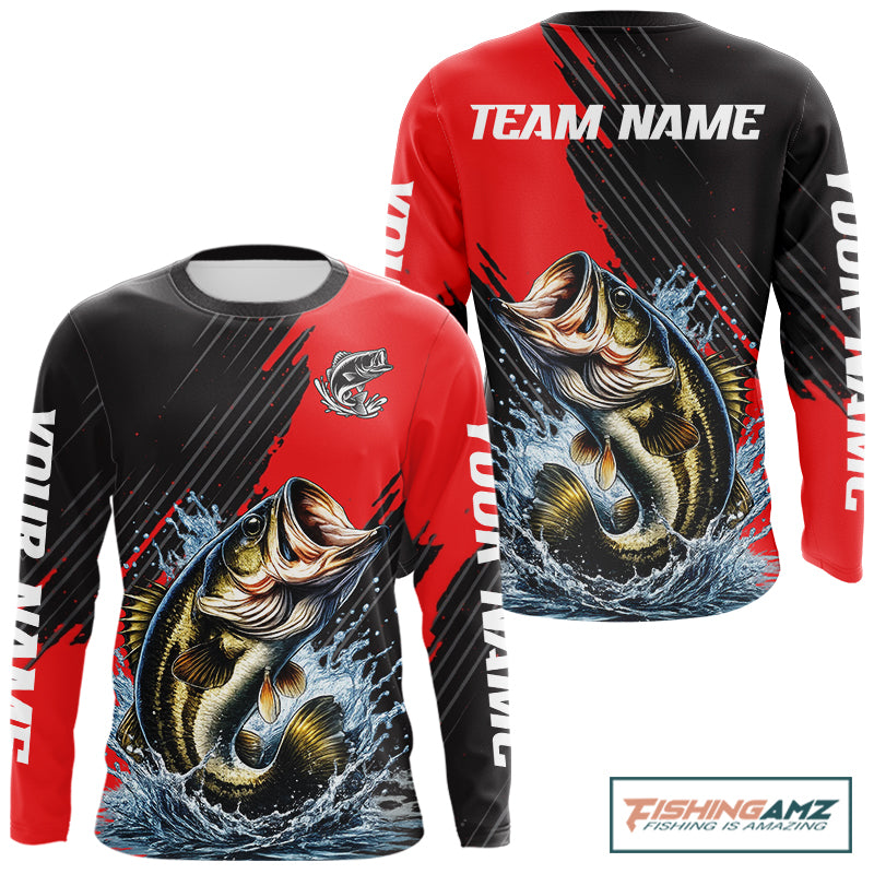 Largemouth Bass Fishing Long Sleeve Tournament Shirts, Personalized Bass Fishing Jerseys
