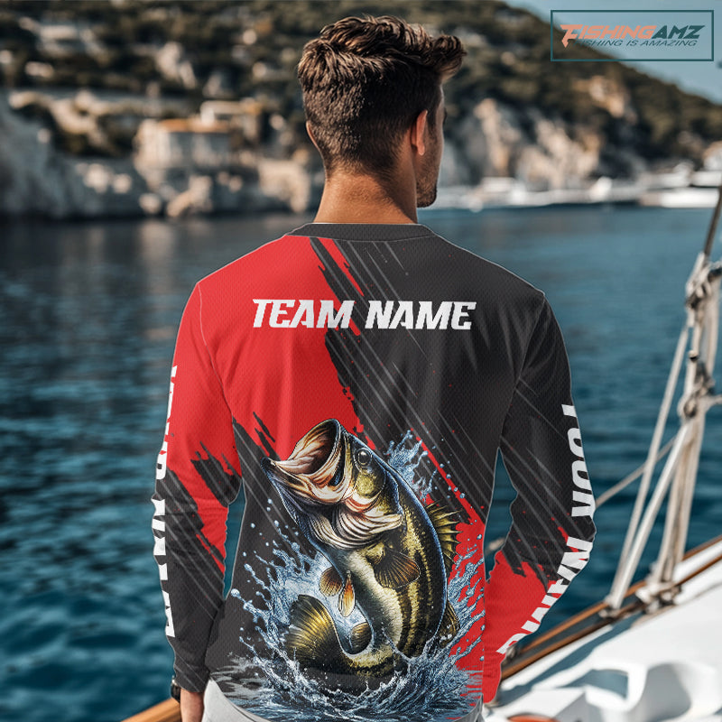 Largemouth Bass Fishing Long Sleeve Tournament Shirts, Personalized Bass Fishing Jerseys
