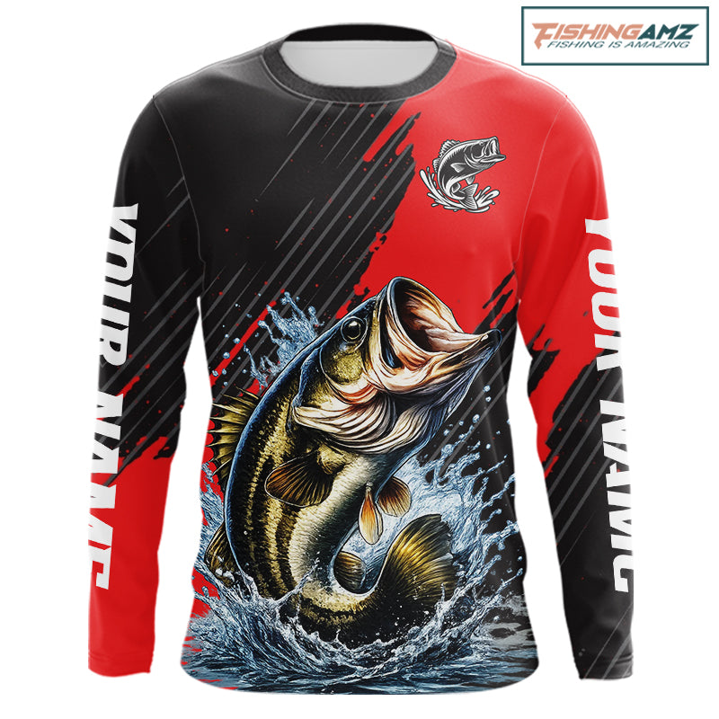Largemouth Bass Fishing Long Sleeve Tournament Shirts, Personalized Bass Fishing Jerseys