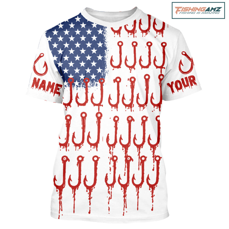 American Flag & Hook UV Protection Fishing Shirt – Fishing Jersey For Anglers NHT390