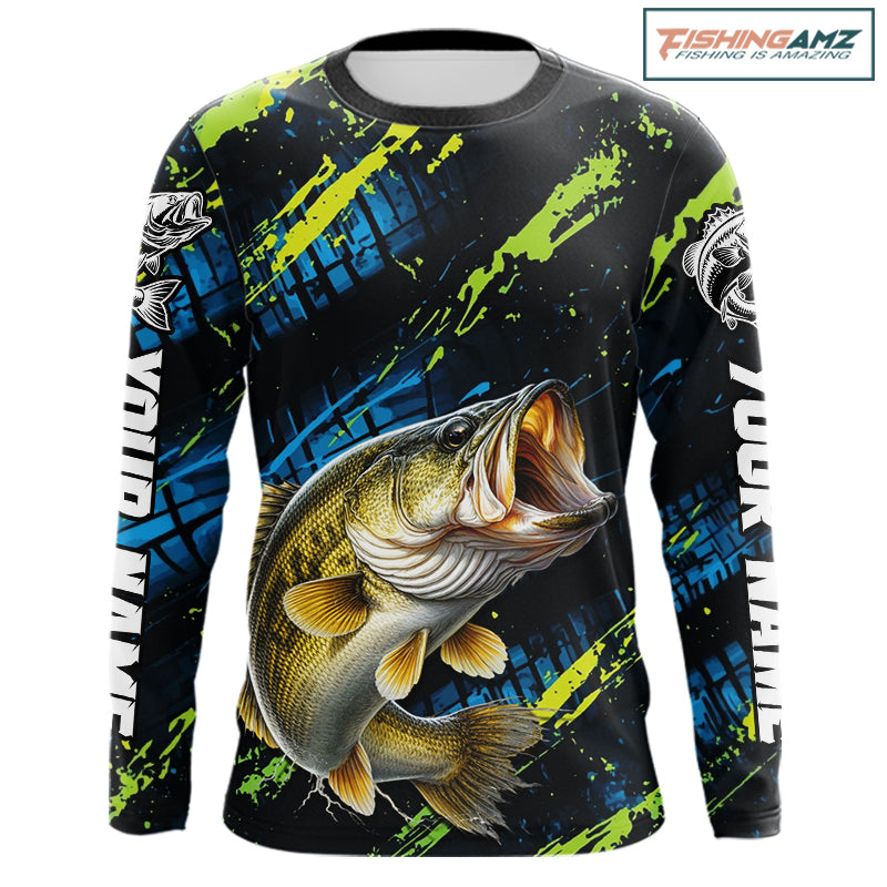 Personalized Bass Fishing Sport Jerseys For Men, Bass Fishing Shirt Long Sleeve NHT494