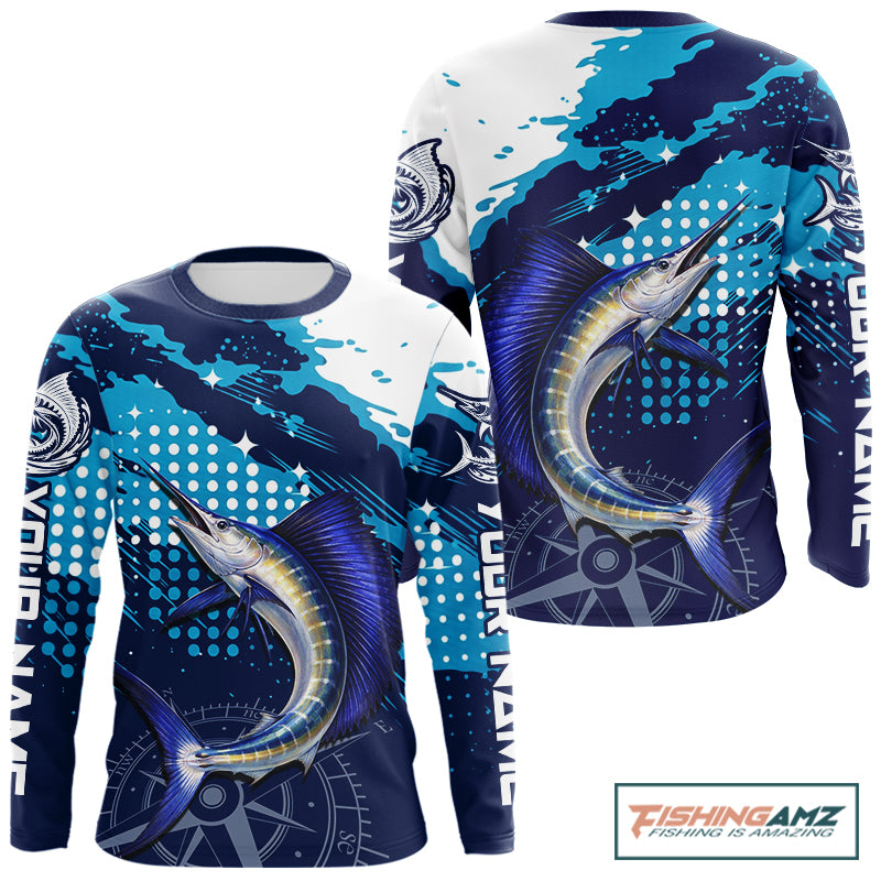 Custom Sailfish Long Sleeve Fishing Shirts For Men, Design Sailfish Fishing Jerseys NHT632