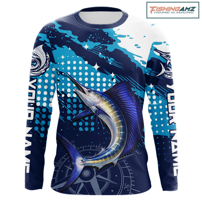 Custom Sailfish Long Sleeve Fishing Shirts For Men, Design Sailfish Fishing Jerseys NHT632