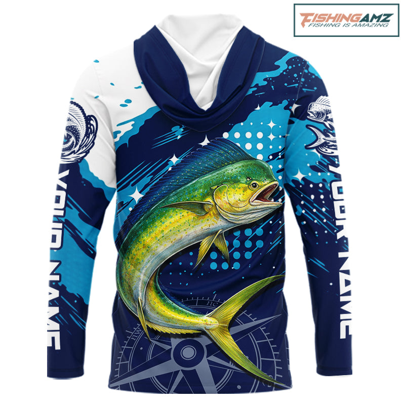 Custom Mahi Mahi Long Sleeve Hooded Fishing Shirts For Men, Design Mahi Mahi Fishing Jerseys NHT633