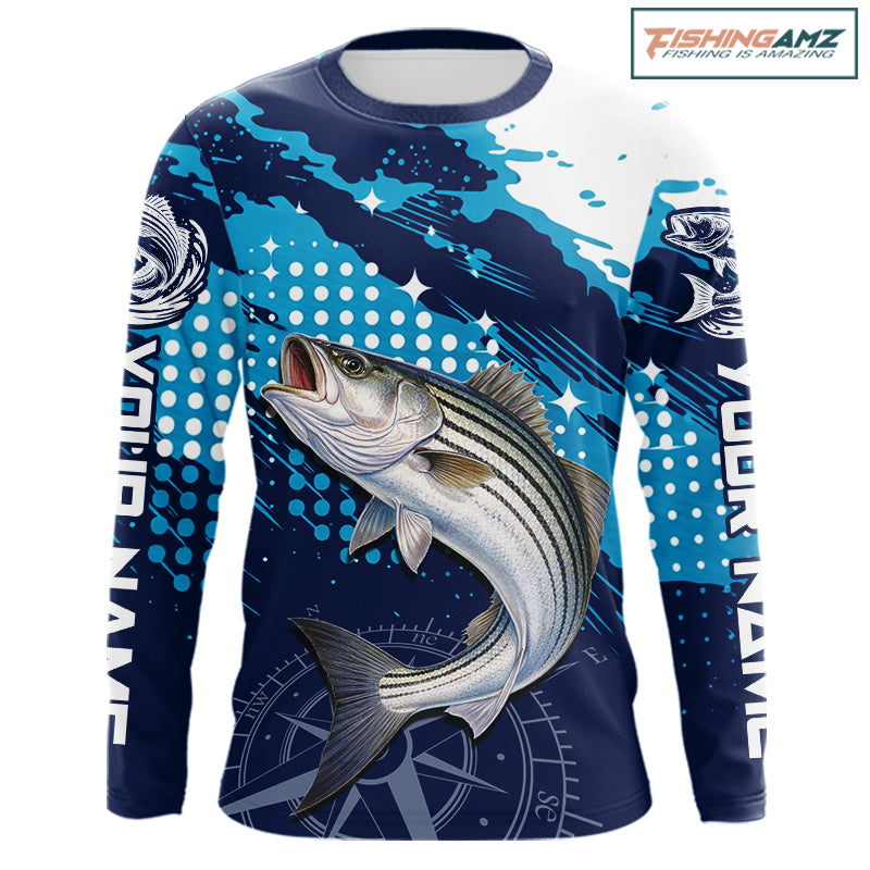 Custom Striped Bass Long Sleeve Fishing Shirts For Men, Design Striped Bass Fishing Jerseys NHT635