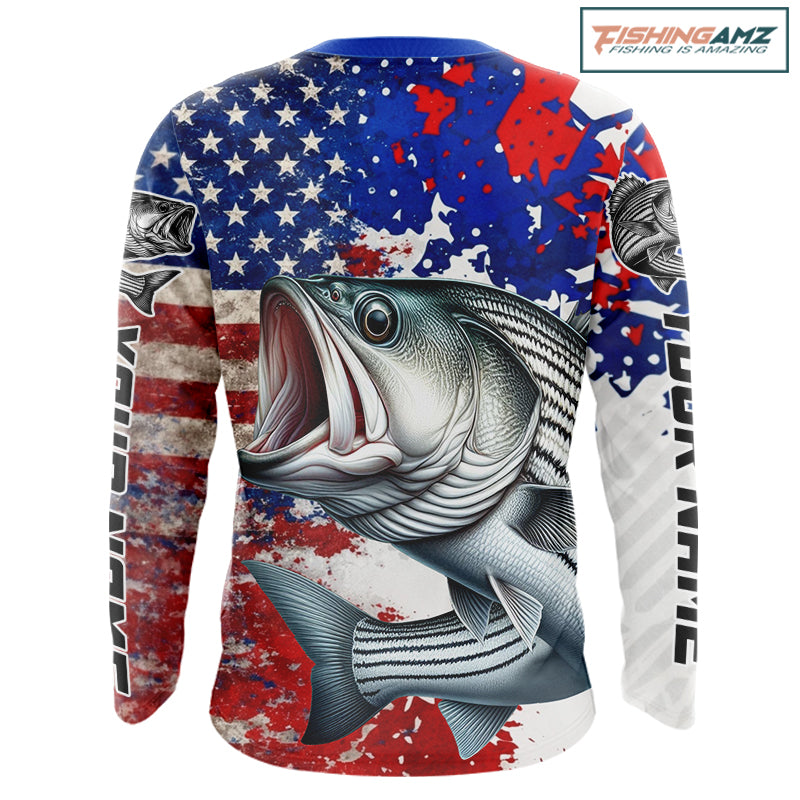 Custom Striped Bass Fishing Saltwater Performance Shirts, Fishing Shirt For Men NHT498