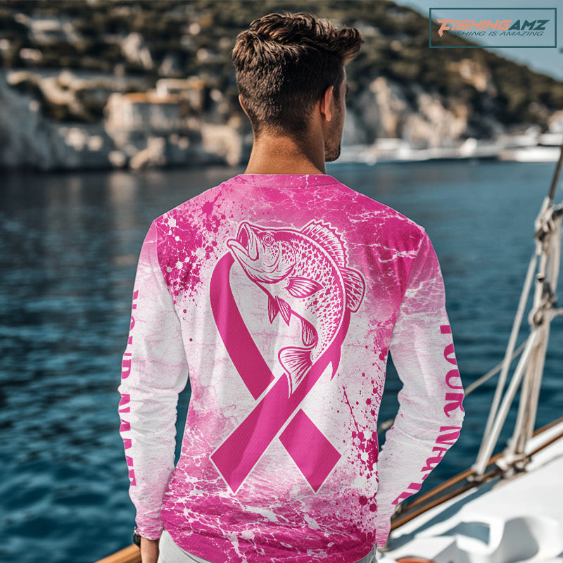 Pink Crappie Fishing Shirt Long Sleeve, Breast Cancer Awareness Fishing Shirt, Crappie Fisher Gift NHT1472