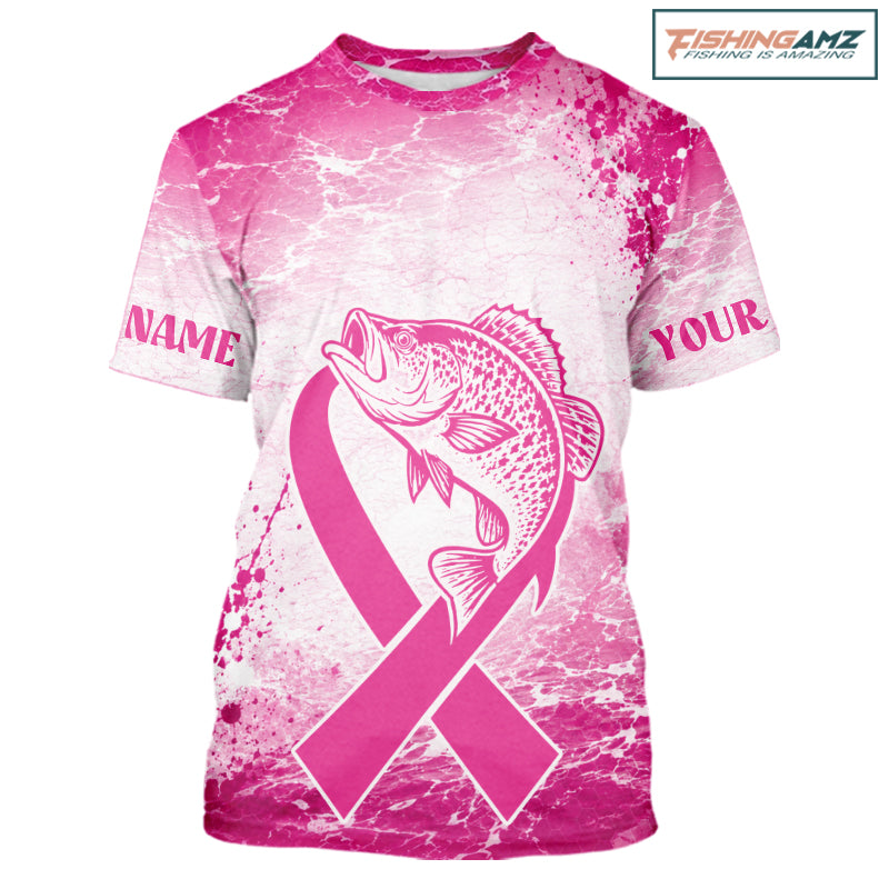 Pink Crappie Fishing Shirt Short Sleeve, Breast Cancer Awareness Fishing Shirt, Crappie Fisher Gift NHT1472