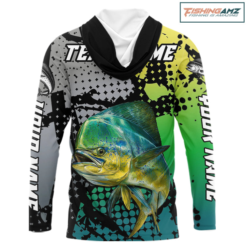 Mahi Mahi Fishing Shirt Green Camo Custom Name, Mahi Mahi Fishing Team Jerseys NHT444