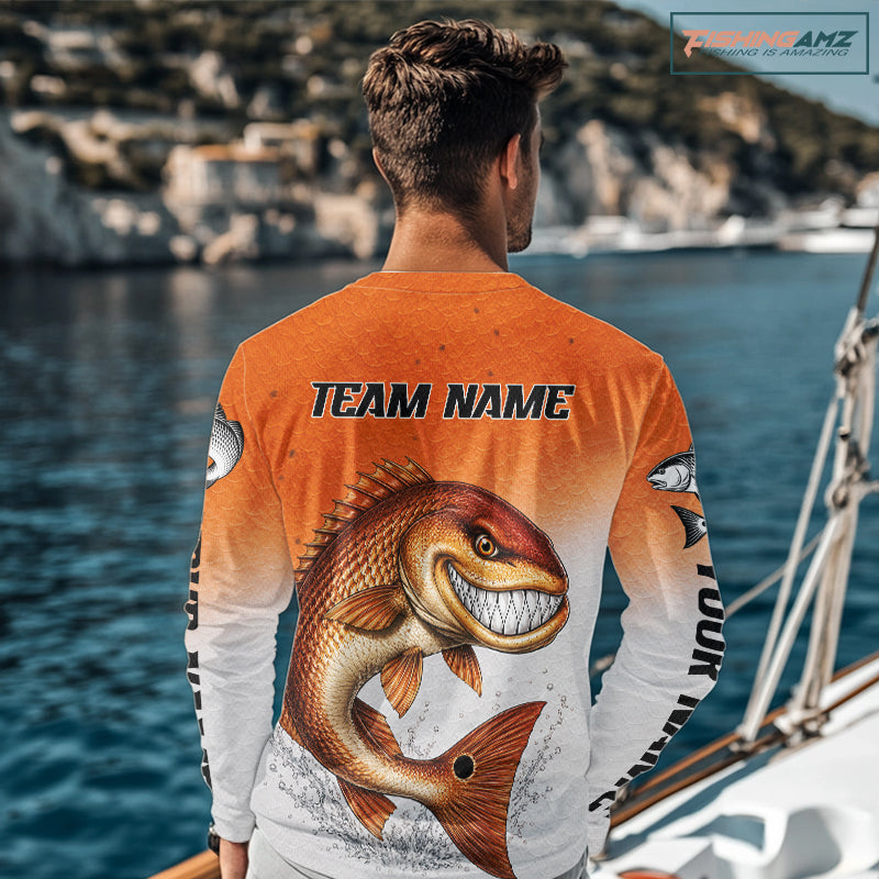 Angry Redfish Fishing Shirts Long Sleeve For Men, Upf Long Sleeve UV Sun Protection Fishing Shirt NHT1310
