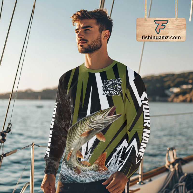 Musky Fishing Custom Long Sleeve Tournament Shirts, Muskie Fishing Shirt Jerseys NHT455