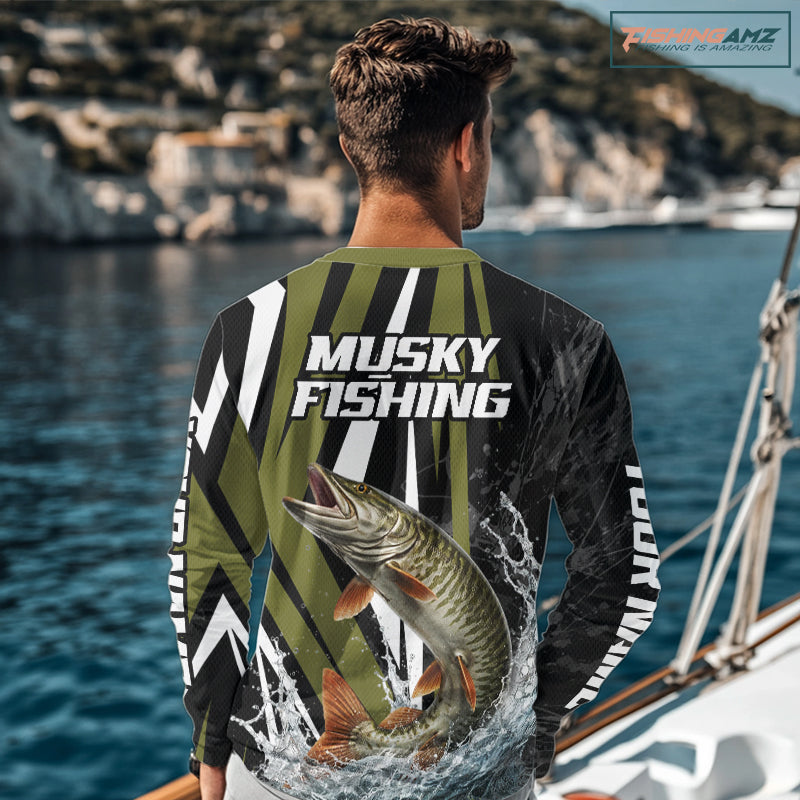 Musky Fishing Custom Long Sleeve Tournament Shirts, Muskie Fishing Shirt Jerseys NHT455