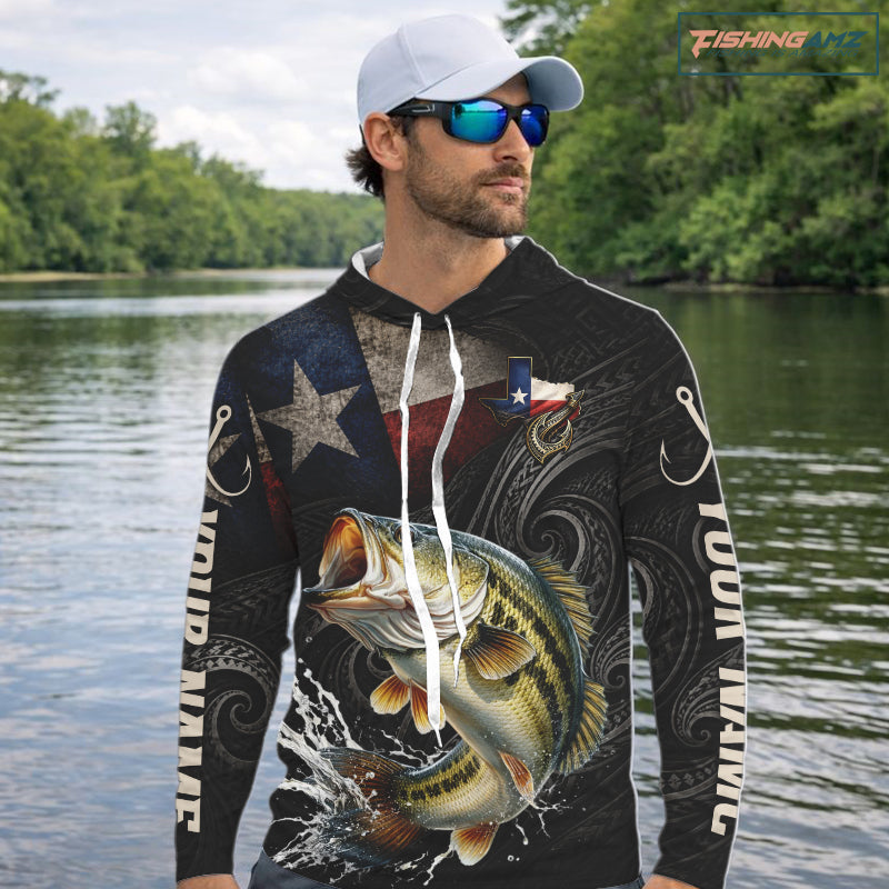 Personalized Texas Largemouth Bass Hooded Fishing Shirt – Custom Name Angler Apparel For Fishermen