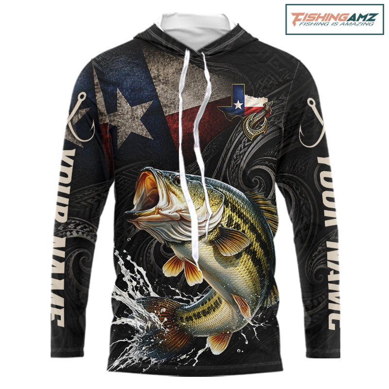 Personalized Texas Largemouth Bass Hooded Fishing Shirt – Custom Name Angler Apparel For Fishermen