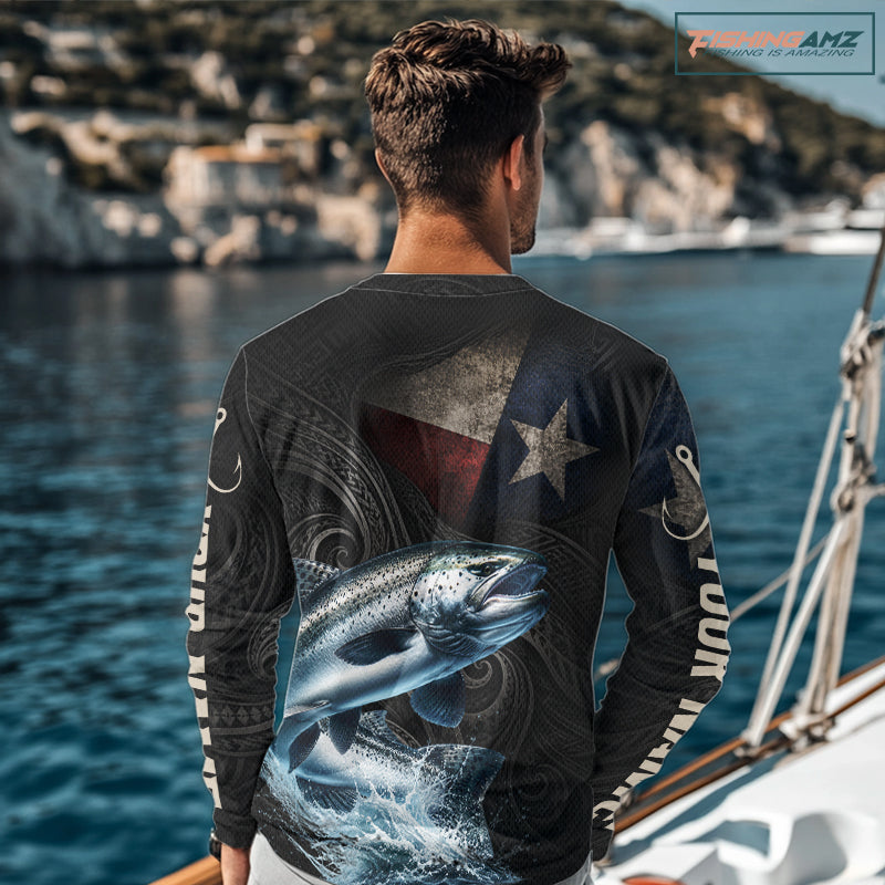Personalized Texas Chinook Salmon Fishing Shirt – Custom Name Angler Apparel For Fishermen