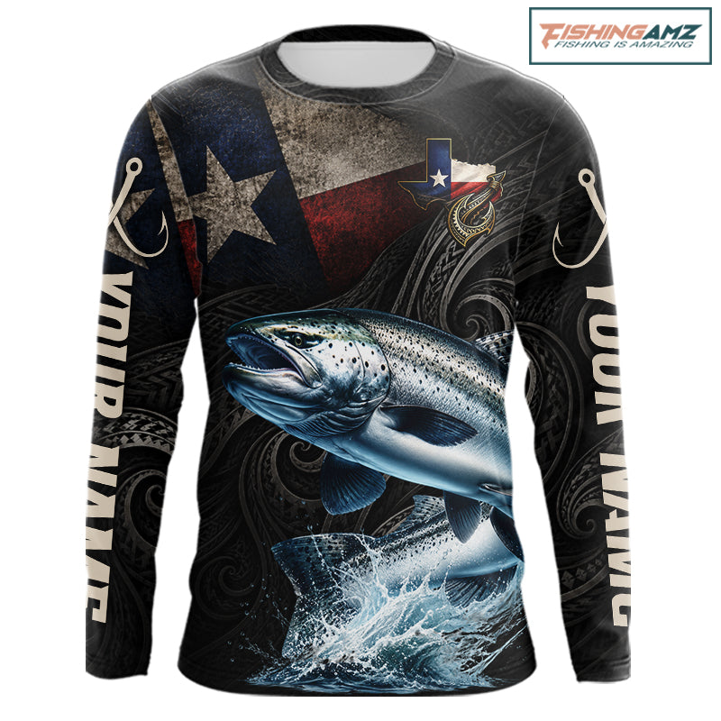 Personalized Texas Chinook Salmon Fishing Shirt – Custom Name Angler Apparel For Fishermen