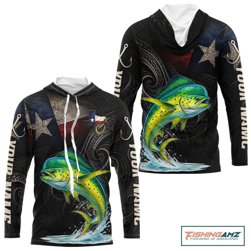 Personalized Texas Mahi Mahi Hooded Fishing Shirt – Custom Name Angler Apparel For Fishermen