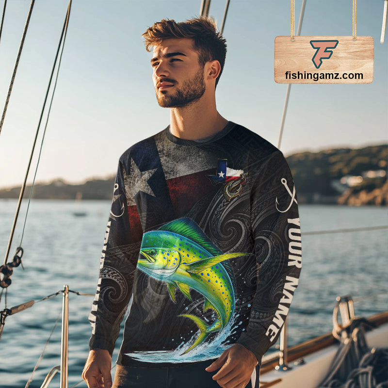 Personalized Texas Mahi Mahi Fishing Shirt – Custom Name Angler Apparel For Fishermen