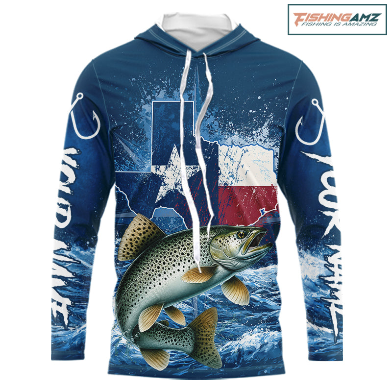 Texas Flag Speckled Trout Fishing Jersey Performance Fishing Shirt, Saltwater Angler Gift For Men