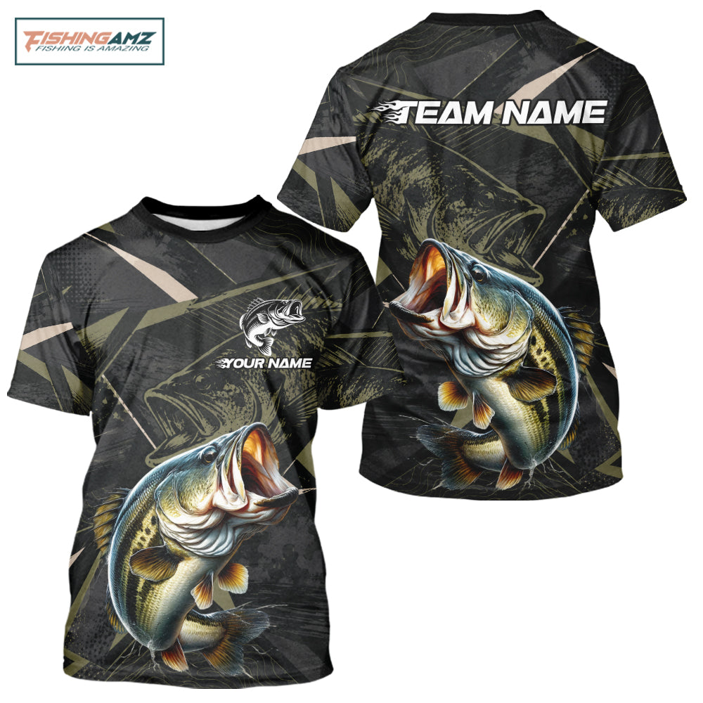 Personalized Bass Fishing Jersey, Custom Name Short Sleeve Fishing T-Shirts