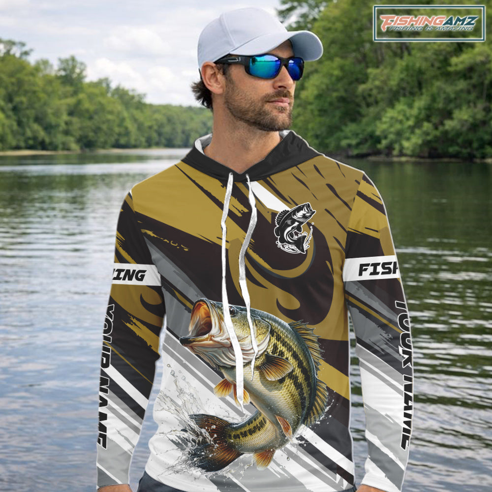 Personalized Bass Fishing Shirts Long Sleeve Hooded For Men, Bass Fishing Shirt Sport Jerseys NHT511