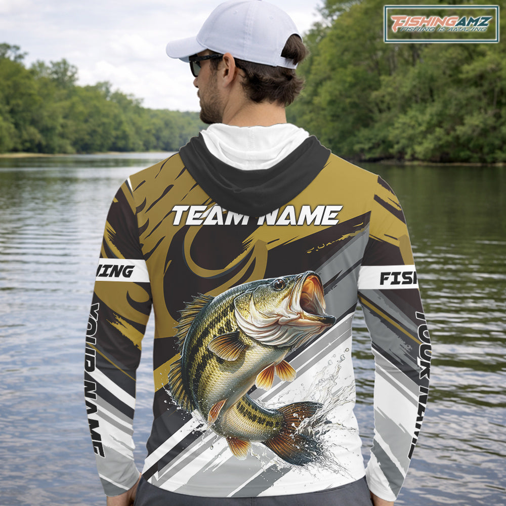 Personalized Bass Fishing Shirts Long Sleeve Hooded For Men, Bass Fishing Shirt Sport Jerseys NHT511