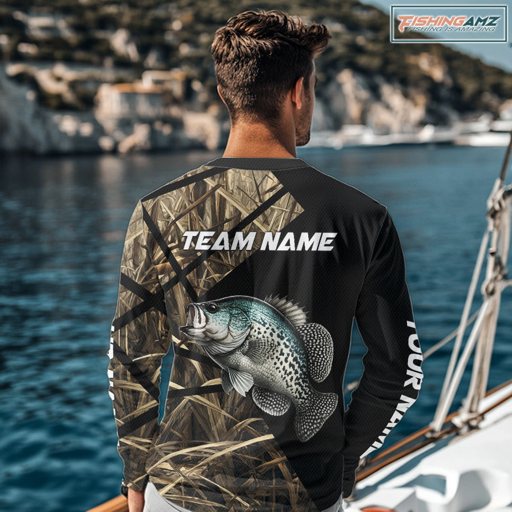 Crappie Fishing Custom Camouflage Fishing Shirts Long Sleeve, Crappie Fishing Apparel NHT524