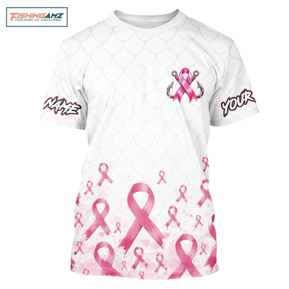 Fishing Shirt Short Sleeve Pink Ribbon Breast Cancer Awareness For Women, Men NHT1497