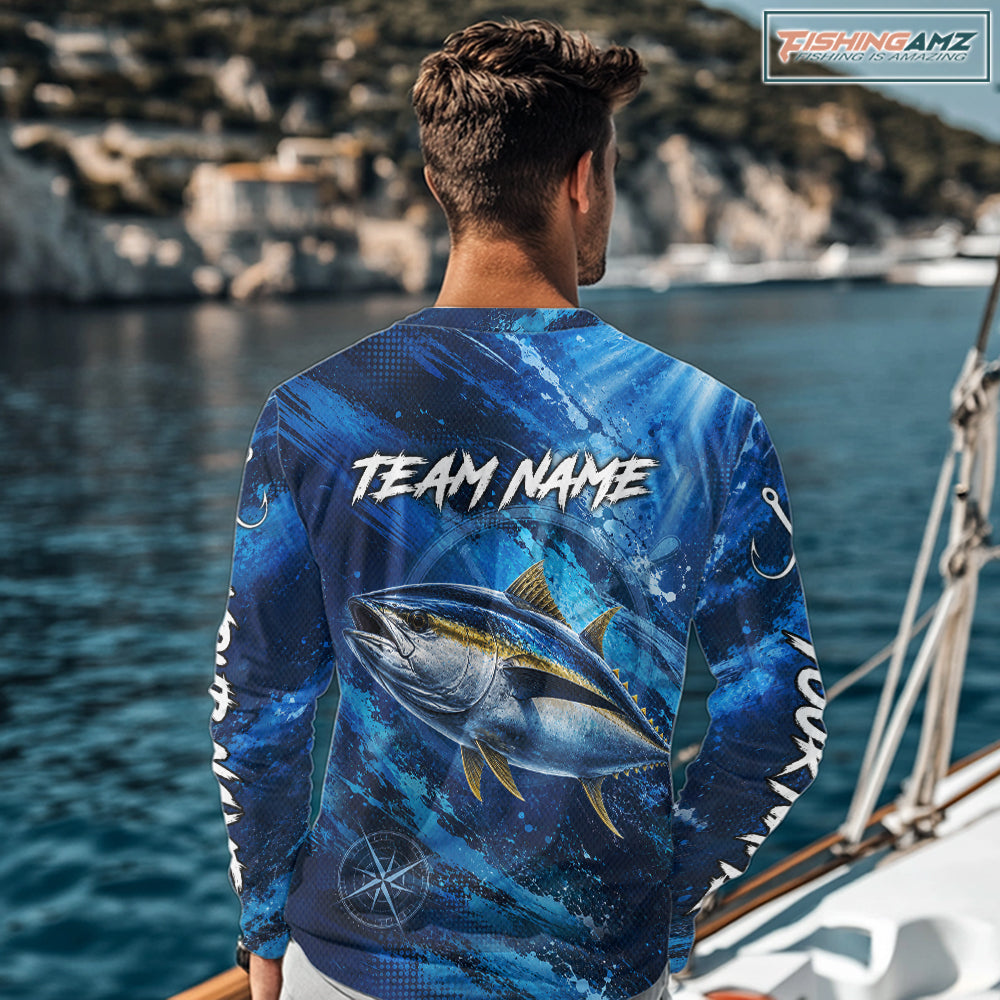 Custom Tuna Fishing Jersey, Personalized Long Sleeve Performance Fishing Shirt NHT1222