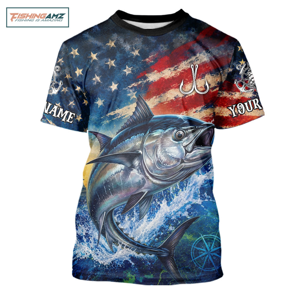 Tuna Short Sleeve T-Shirt American Flag 3D All Over Print Long Sleeve Performance Apparel For Men