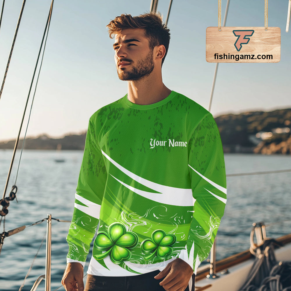 Custom St Patrick's Day Bass Long Sleeve Fishing Shirts, St Patty's Day Bass Fishing Jerseys NHT422
