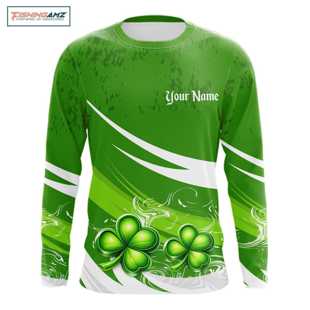 Custom St Patrick's Day Bass Long Sleeve Fishing Shirts, St Patty's Day Bass Fishing Jerseys NHT422