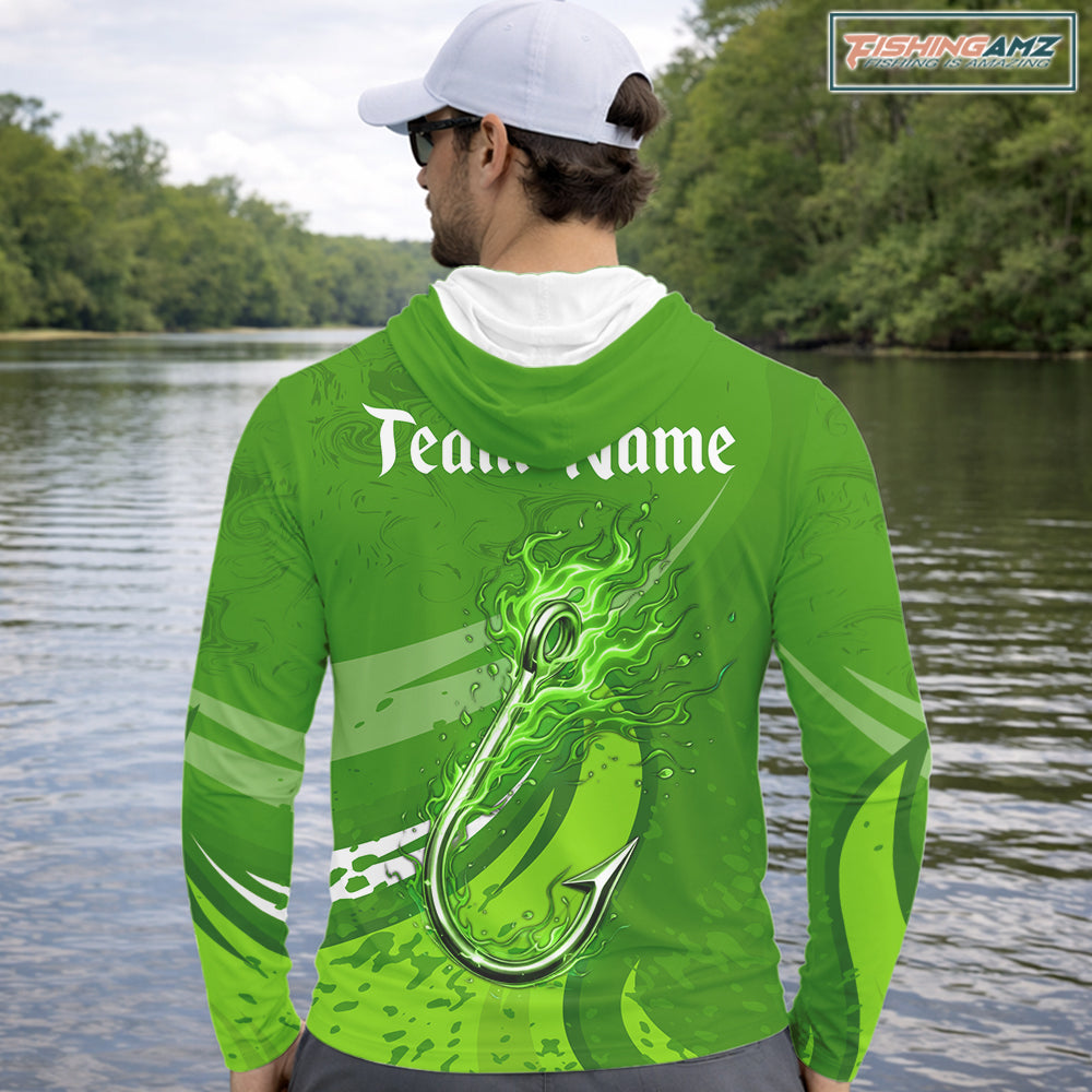 Custom Name St Patrick's Day Hooded Long Sleeve Fishing Shirts, St Patty's Day Hook Fishing Jerseys NHT425