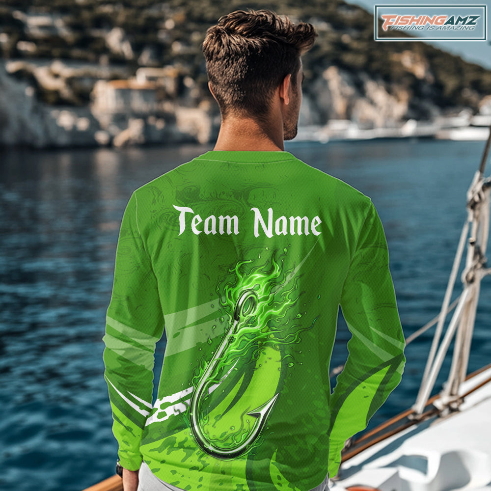 Custom Name St Patrick's Day Long Sleeve Fishing Shirts, St Patty's Day Hook Fishing Jerseys NHT425