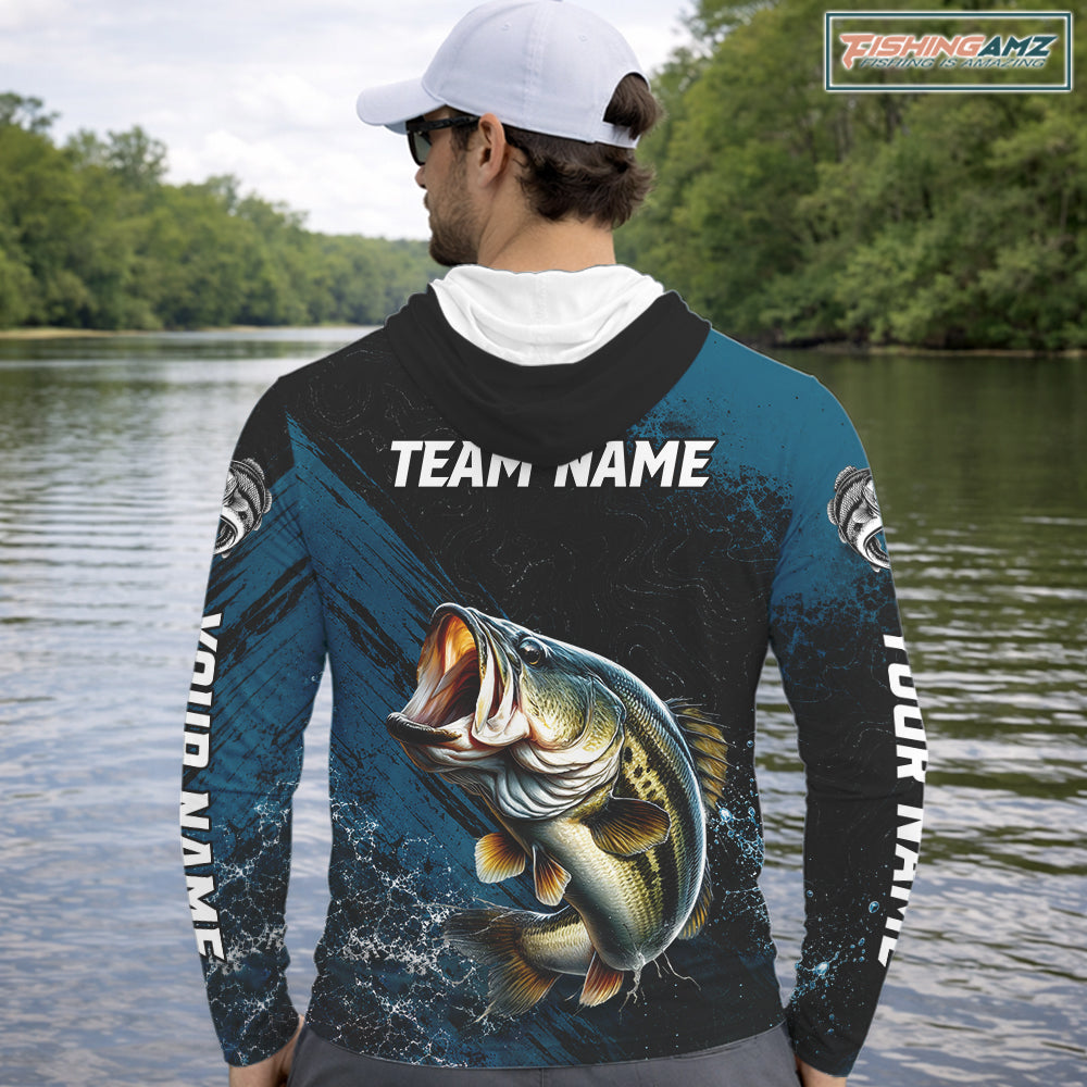 Custom Largemouth Bass Fishing Jersey Personalized Long Sleeve Hooded Shirt For Men NHT1108