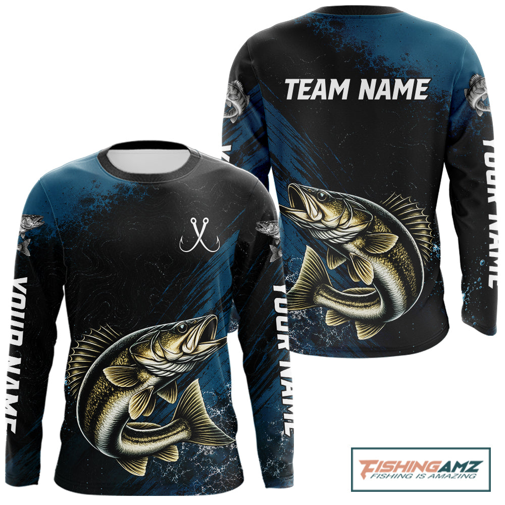 Custom Walleye Fishing Jersey Personalized Long Sleeve Shirt For Men NHT1109
