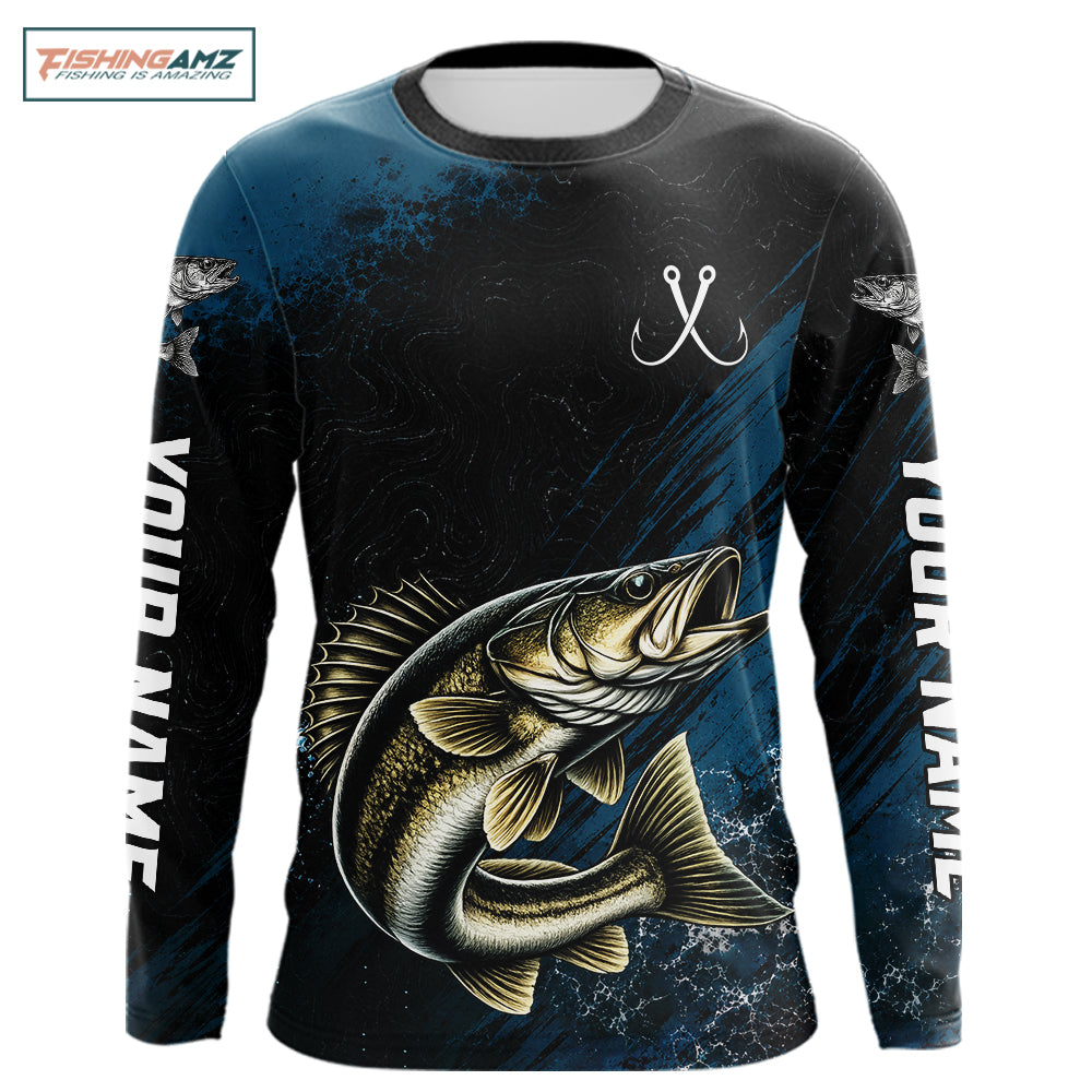 Custom Walleye Fishing Jersey Personalized Long Sleeve Shirt For Men NHT1109