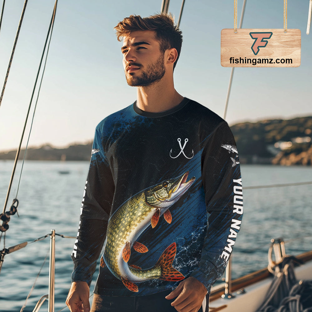 Custom Northern Pike Fishing Jersey Personalized Long Sleeve Shirt For Men NHT1110