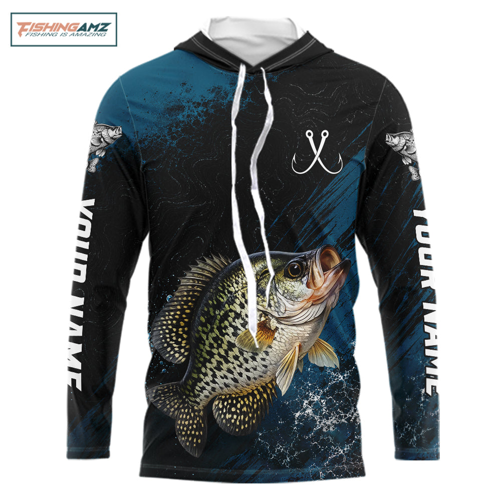 Custom Crappie Fishing Jersey Personalized Long Sleeve Hooded Shirt For Men NHT1111