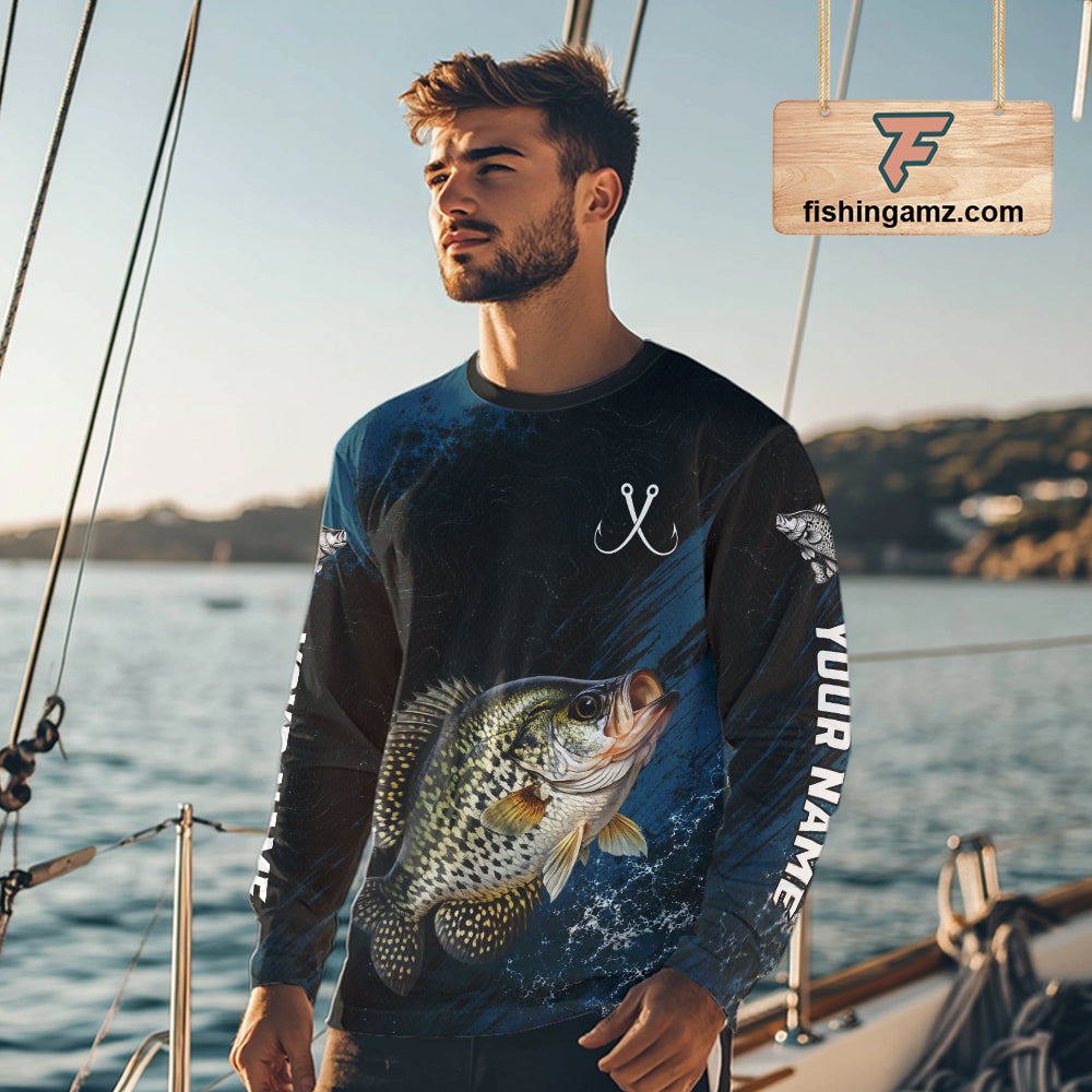 Custom Crappie Fishing Jersey Personalized Long Sleeve Shirt For Men NHT1111