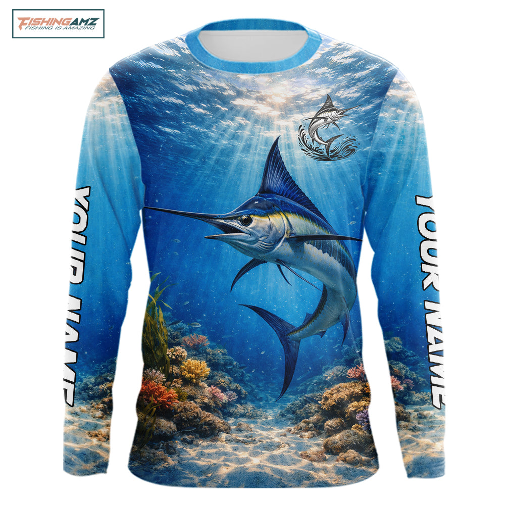 Personalized Offshore Fishing Jerseys, Marlin Fishing Shirts Long Sleeve For Men NHT822