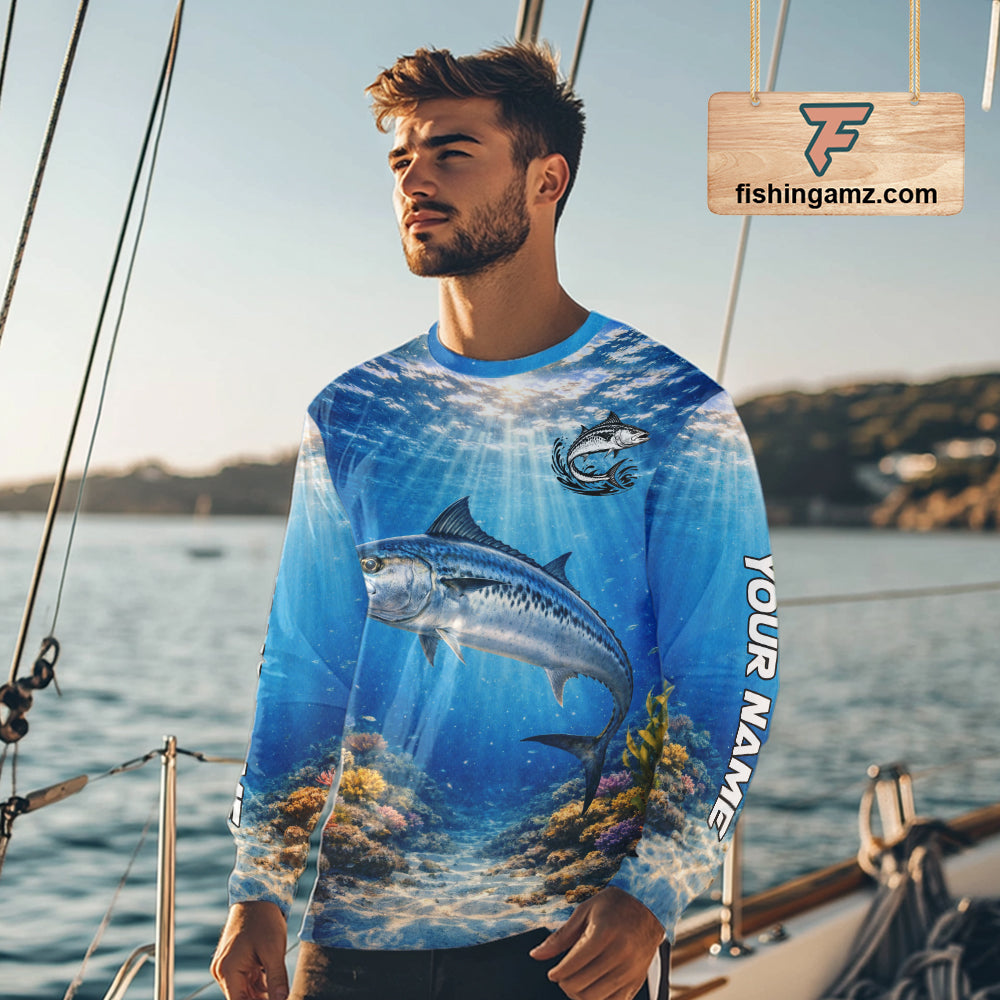 Personalized Offshore Fishing Jerseys, King Mackerel Fishing Shirts Long Sleeve For Men NHT823