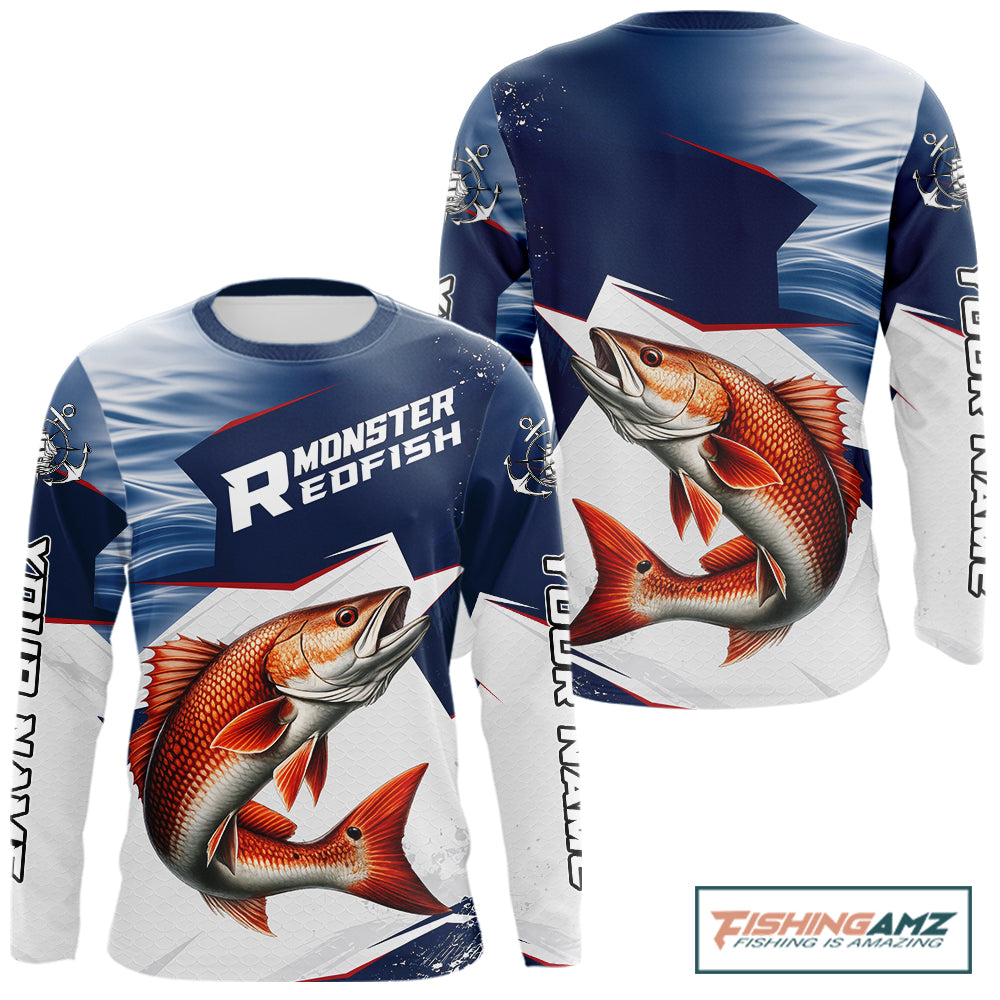 Offshore Sport Fishing Redfish Monster, Long Sleeve Redfish Fishing Jersey For Men NHT1467