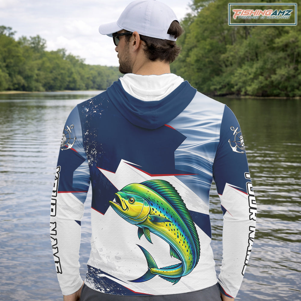 Offshore Sport Fishing Mahi Mahi Monster, Long Sleeve Hooded Mahi Mahi Fishing Jersey For Men NHT1468