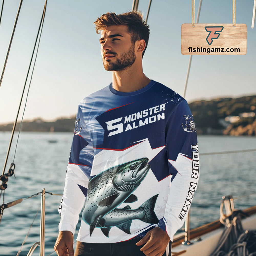 Offshore Sport Fishing Chinook Salmon Monster, Long Sleeve Salmon Fishing Jersey For Men NHT1469