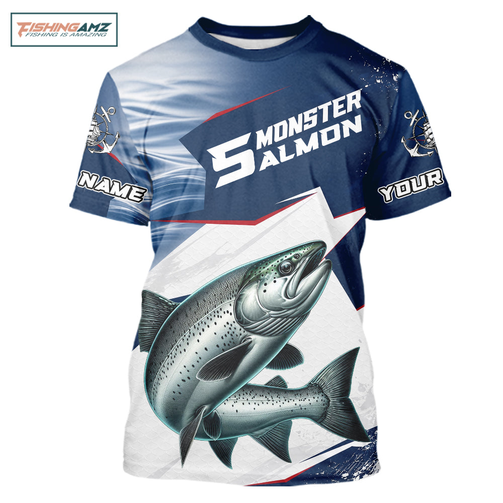 Offshore Sport Fishing Chinook Salmon Monster, Short Sleeve Salmon Fishing Jersey For Men NHT1469