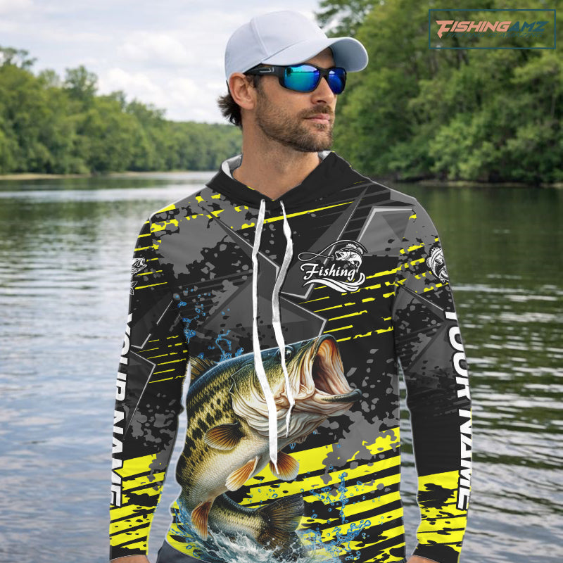 Personalized Largemouth Bass Hooded Fishing Jerseys For Fishing Team, Fishing Gift For Men