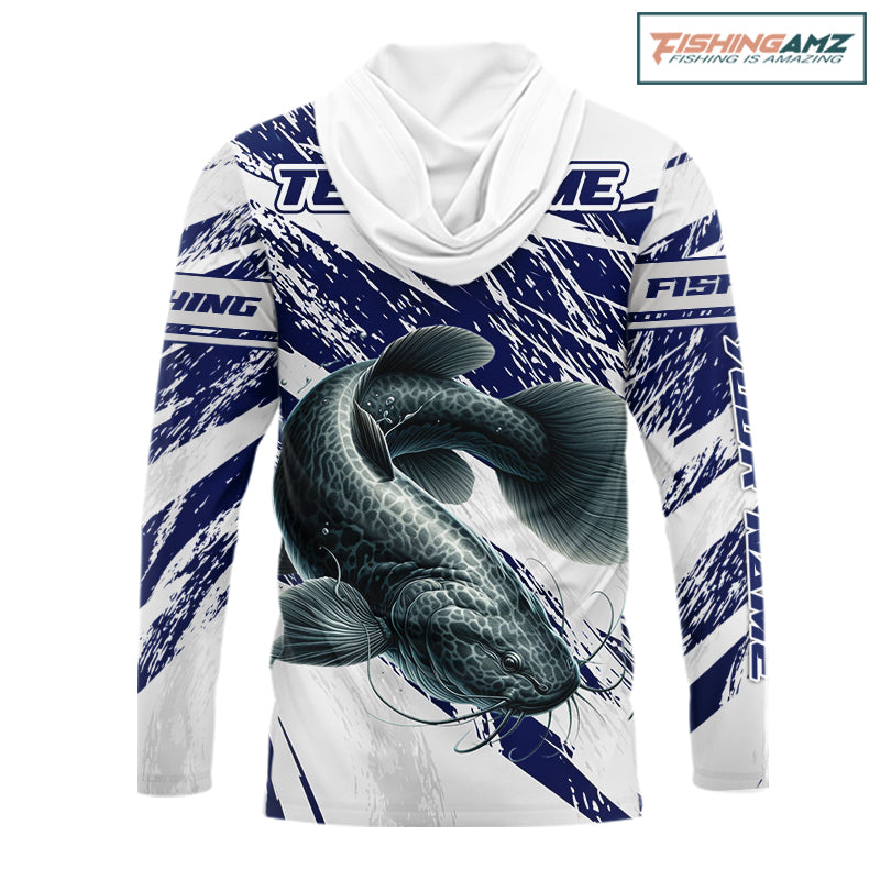 Catfish Custom Fishing Shirts Hooded Long Sleeve For Men, Catfish Fishing Tournament Apparel NHT521